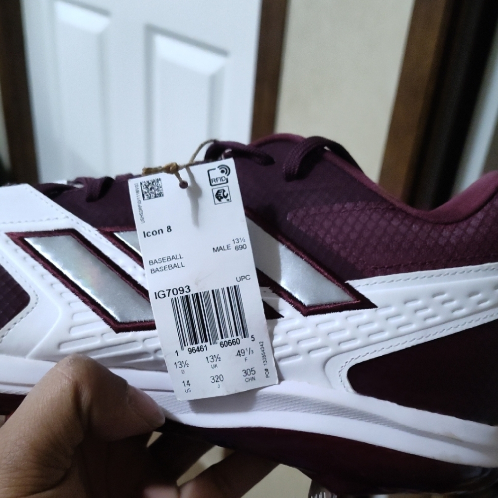 AdidasMen's Burgundy and White Athletic Shoes  Baseball Shoes